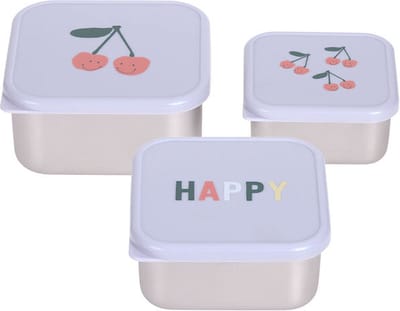Lässig Opvang en bewaarbakjes van RVS Snackbox 3-delige set - Happy Fruits Cherry
