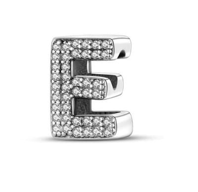 RomyStones – Letter Bedel E – 925 Sterling Zilver – Zirkonia – Alfabet