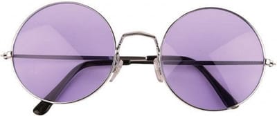 Faram Party zonnebril - Hippie Flower Power Sixties - grote XL ronde glazen - paars
