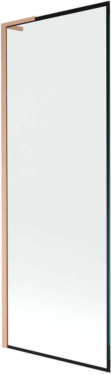 Mexen Next L badwandpaneel 1-deurs 70 x 150 , zwart frame, geborsteld koper - 895-070-000-03-70-65
