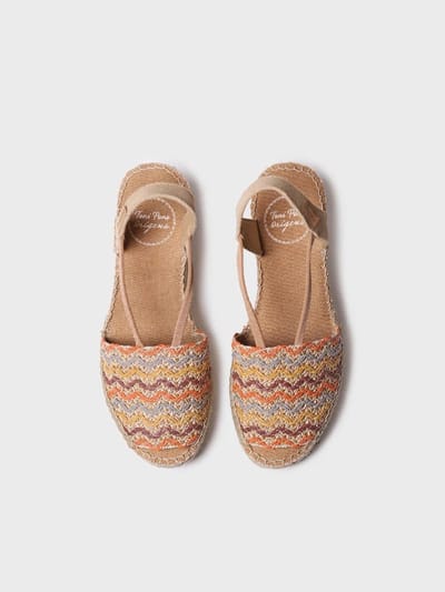 Dames espadrille van veelkleurig katoen met sleehak | SARA-RS