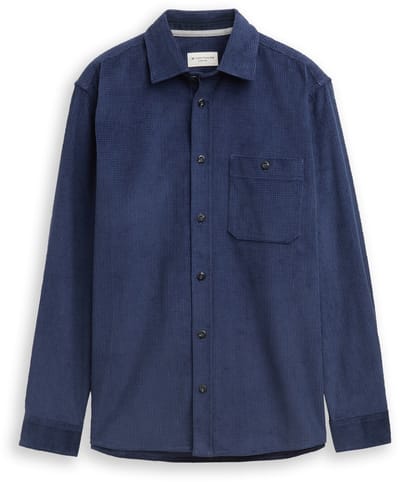 Tom Tailor - Comfort fit corduroy overhemd met borstzak - Maat XS - ocean blue