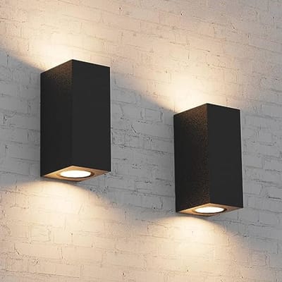 Moderne waterdichte wandlampen GU10 voor binnen en buiten, set van 2, aluminium, zwart