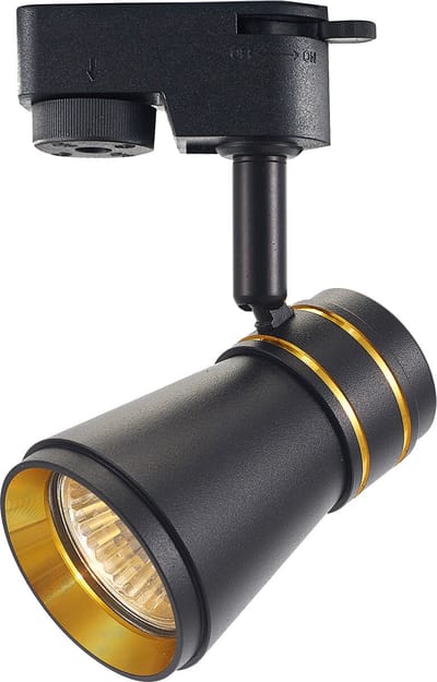 LED Railverlichting - Track Spot - Prixa Tron - GU10 Fitting - 1 Fase - Rond - Zwart/Goud - Aluminium