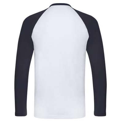 Fruit of the Loom Heren Valueweight Baseball T-shirt met lange mouwen (Witte/diepe marine)
