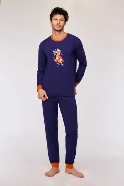 Woody pyjama jongens/heren - donkerblauw - pony - 252-10-PLE-Z/893 - maat XL