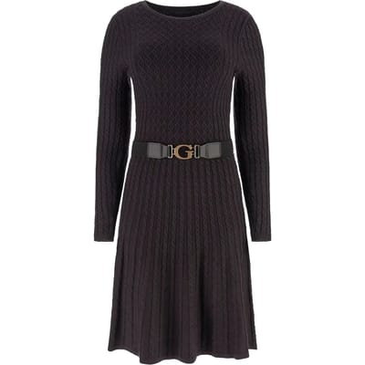 Guess Cable Belted Hana Jurk Bruin,Zwart M Vrouw