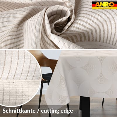ANRO Tafelkleed Grijze cirkels Beige 280x140cm Rechte rand Afwasbaar Waterafstotend Binnen & Buiten