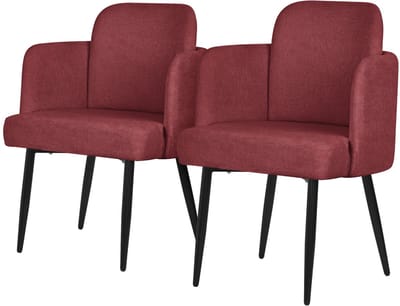 Set van 2 eetkamerstoelen met rugleuning & armleuning rood met metalen poten tot 120 kg ML-Design