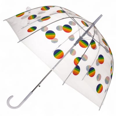 Dailygoods- Koepel-paraplu automatische opening - Transparant - Winddicht - Diameter 85 cm - Kleurrijke Pride-vlagpunten - Modieus design