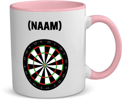 Akyol - darten met eigen naam koffiemok - theemok - roze - Dartbord - darter - sport - 350 ML inhoud
