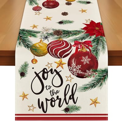 Tafelloper Kerstmis, 33 x 183 cm, gouden sneeuwvlokken, kerstdecoratie, tafel, seizoensgebonden winter, keuken, tafel, decoratie, binnen, vakantie, feestdecoratie (G)