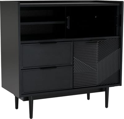 Opbergkast met LED Verlichting - Dressoir met Glazen Schuifdeuren - Open Vakken - Metalen Poten - Woonkamer en Badkamer - 80x35x80 cm - Houtnerf