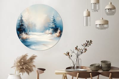WallCircle - Wandcirkel - Muurcirkel - Bos - Winter - Natuur - Abstract - Sneeuw - Aluminium - Dibond - 120x120 cm - Binnen en Buiten XXL