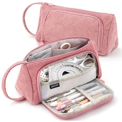 Corduroy Leuke Etui Macaron Kleuren Etui Potloodzakken Make-up Pennen Opbergtas Schoolspullen voor Meisjes Schrijfwaren roze