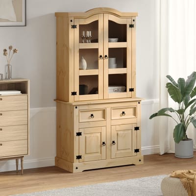 vidaXL - Vitrinekast - Corona - 100x48,5x179 - cm - massief - grenenhout