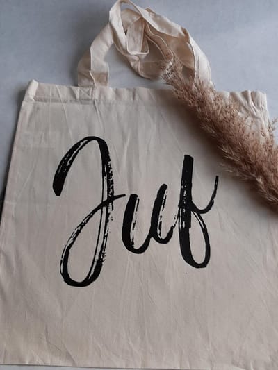 Mint11 - Katoenen tas - Naturel - Juf - cadeau voor haar - Juffrouw - canvastas - herbruikbare tas