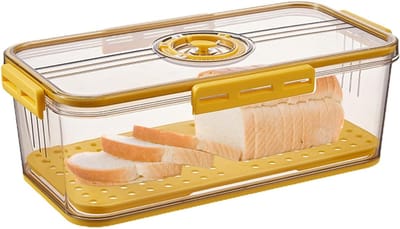 Broodtrommel - Broodbox Vershouder - Keuken Werkblad - Instelbaar Luchtventiel - 335x185x12cm - Geel