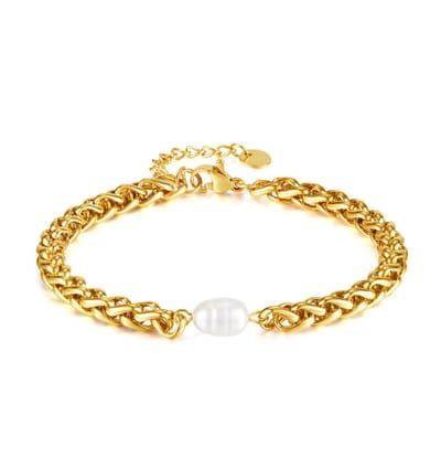 Gevlochten Schakelarmband met Zoetwaterparel