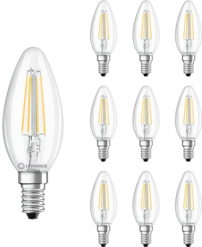 Ledvance LED Filament Kaarslamp E14 - 4W 470lm 2700K 230V - Ø35mm - Geschikt voor woonkamers, tafellampen, sfeerverlichting - 10 stuks