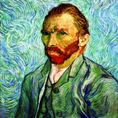 Allernieuwste.nl® Canvas Schilderij Vincent van Gogh - Zelfportret 1889 - Poster - Meesterwerk Reproductie - 60x60cm - Kleur
