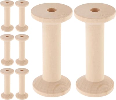 Houten Spoelen - Garenklossen - Draad Organiseren - Fijn Geschuurd - 8 Stuks - Beige