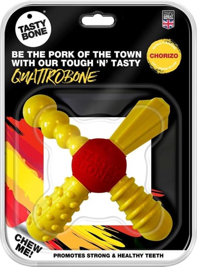 TastyBone - Small - Quattro Bone - Chorizo - Hond - Kauwspeelgoed - Vegan - Kluif - Nylabone