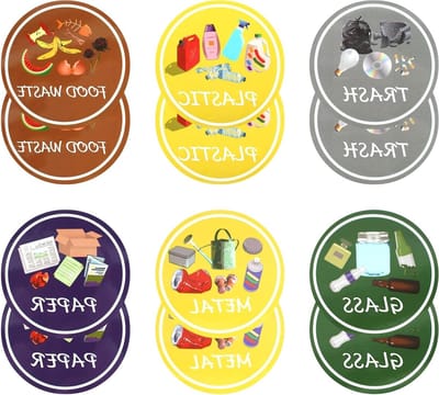 Ronde Weerbestendige Stickers van 10 cm voor Afvalcontainers - Labeling voor Binnen en Buiten, Perfect voor Afvalscheiding en Organisatie van Vuilnisbakken