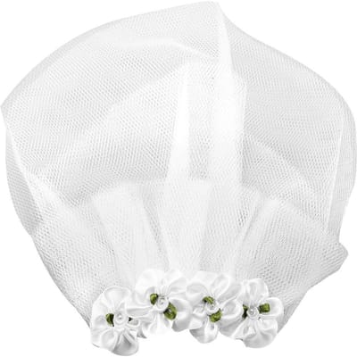 Voile de Mariage pour Animal de Compagnie Chien Fleur Coiffe Voile Pince Accessoire Chien Animal de Compagnie (L) white
