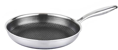 Cheffinger, Bakpan 32 cm met honingraatlaag en lang handvat, Zilver