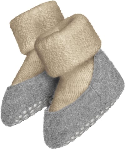 FALKE Baby Cosyshoe Noppen op de zool wol huissokken baby beige - maat 19-20