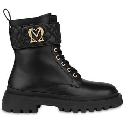 Moschino Biker Calfskin Ankle Boots Black Maat: 37 | Laarzen Outlet | Dames | Zwart