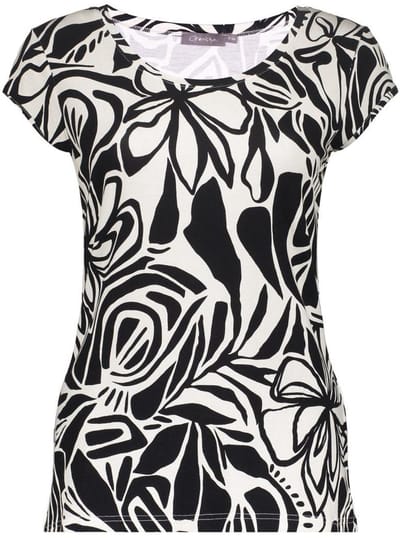 Geisha T-shirt Kate T Shirt Met Ronde Hals En Print 52446 60 000999 Black/off-white Dames Maat - XXL