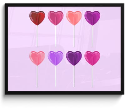 Poster in lijst - Fotolijst 70x50 cm - Posters - Lolly - Hart - Roze - Snoep - Posterlijst zwart - Decoratie - Wanddecoratie woonkamer - Muurdecoratie slaapkamer