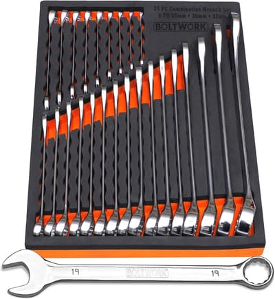 Sleutelset 25-delig met open en bi-torx sleutels, gesmeed 6-32 mm in EVA opbergtray