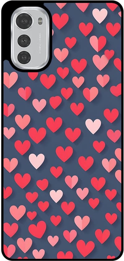 Smartphonica Telefoonhoesje Geschikt voor Motorola Moto E32 / E32s met Roze en Rode Hartjes Opdruk - TPU Backcover Case With Rosé and Red Heart Design geschikt voor Motorola Moto E32;Motorola Moto E32s