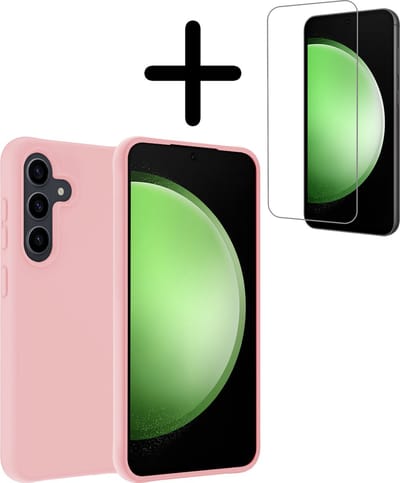Hoesje Met Screenprotector - Geschikt voor Samsung Galaxy S23 FE - Sterk & Shockproof - Back Cover - Siliconen Case - Telefoon Hoes - Lichtroze