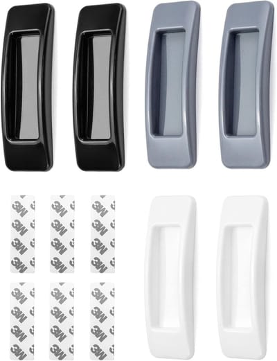 Set van 6 Draaideuren Handgrepen - Zelfklevende Plastic Handvatten voor Keuken, Kast, Deur en Raam (Wit, Zwart, Grijs)