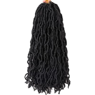 1 Pak 24 Standaards Golvende Gypsy Locs Pruiken 18   Lang Dreadlock Pruiken Synthetische Vlechthairextensions 1B