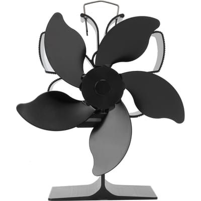 Hitteaangedreven Haardventilator Zwart Kachelventilator 5 Bladen Thermische Kracht Hittebestendig Eco black