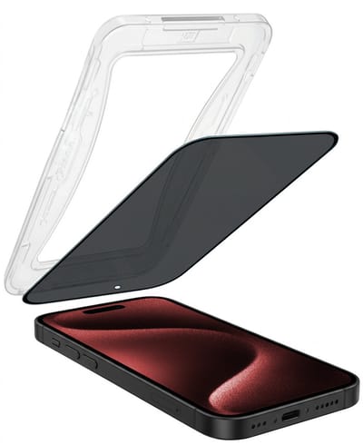 Screenprotector - Geschikt voor Apple iPhone 15 Pro - Met Installatie Kit - Anti Spy - Beschermglas - Flexibel Glas - Tempered Glass - Screen Protector - Inclusief Montage Frame - Buigbaar Hybrid Bescherm Cover