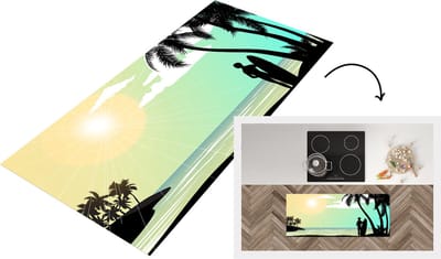 Keukenloper - Loper keuken - Strand - Surfen - Zon - Zomer - 120x50 cm - Keukenloper vinyl