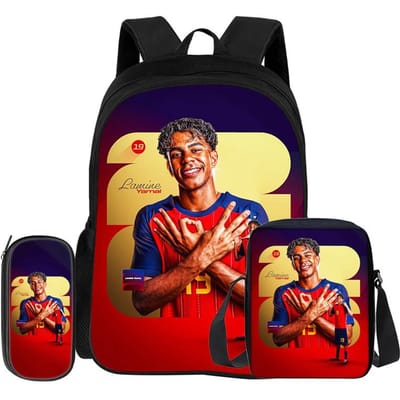 Leer, Reizen School Schoudertas, Etui, Sport Rugzak L-Lamin Yamal Kinderen 3-delige Set Rugzak Voetbalster Rugzak Cadeau