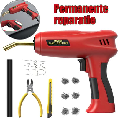 Kunststof las-kit, 3 seconden onmiddellijke verhitting, 3 vormen / 800 stuks 200W rode kunststof reparatie kit, messing verwarmingskern met dubbele LED-verlichting, voor het lassen van gebroken kunststoffen, auto bumpers, etc.