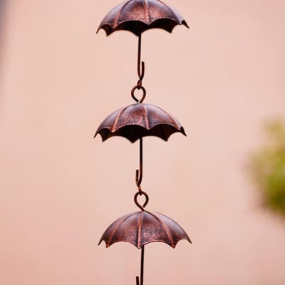 Metalen regenketting - Decoratieve waterafvoer - Watergeleiding tuin - 8 paraplubekers - 95 cm - Metaal