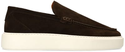 Manfield - Heren - Bruine suède loafers - Maat 41