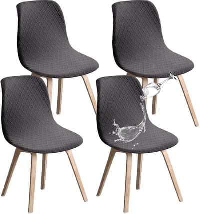 Stoelhoezen, set van 4, stretch, hoge rugstoelhoezen, afneembaar, wasbare stoelbescherming, decoratie, stoelhoes voor thuis, keuken, eetkamer, feest, banket, bruiloft, club (grijs)