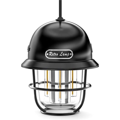 Vintage LED-campinglantaarn Waterbestendig Oplaadbaar Campingtent Licht Noodlamp voor dek zwart