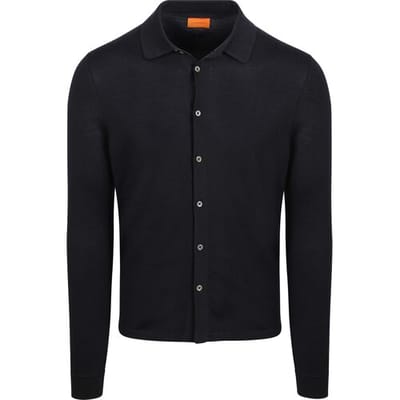 Suitable Cardigan Shirt Merino Donkerblauw (navy) - Maat XXL - Heren - Casual Shirt