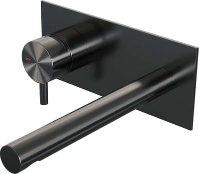 Brauer Gunmetal Edition inbouw wastafelmengkraan met rechte uitloop en afdekplaat model B2 gunmetal geborsteld PVD